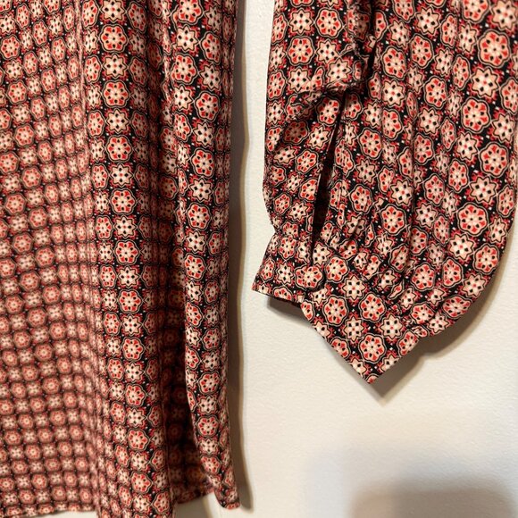 Loft Petites S Womens Geometric Print Long Sleeve Blouse - Picture 6 of 7